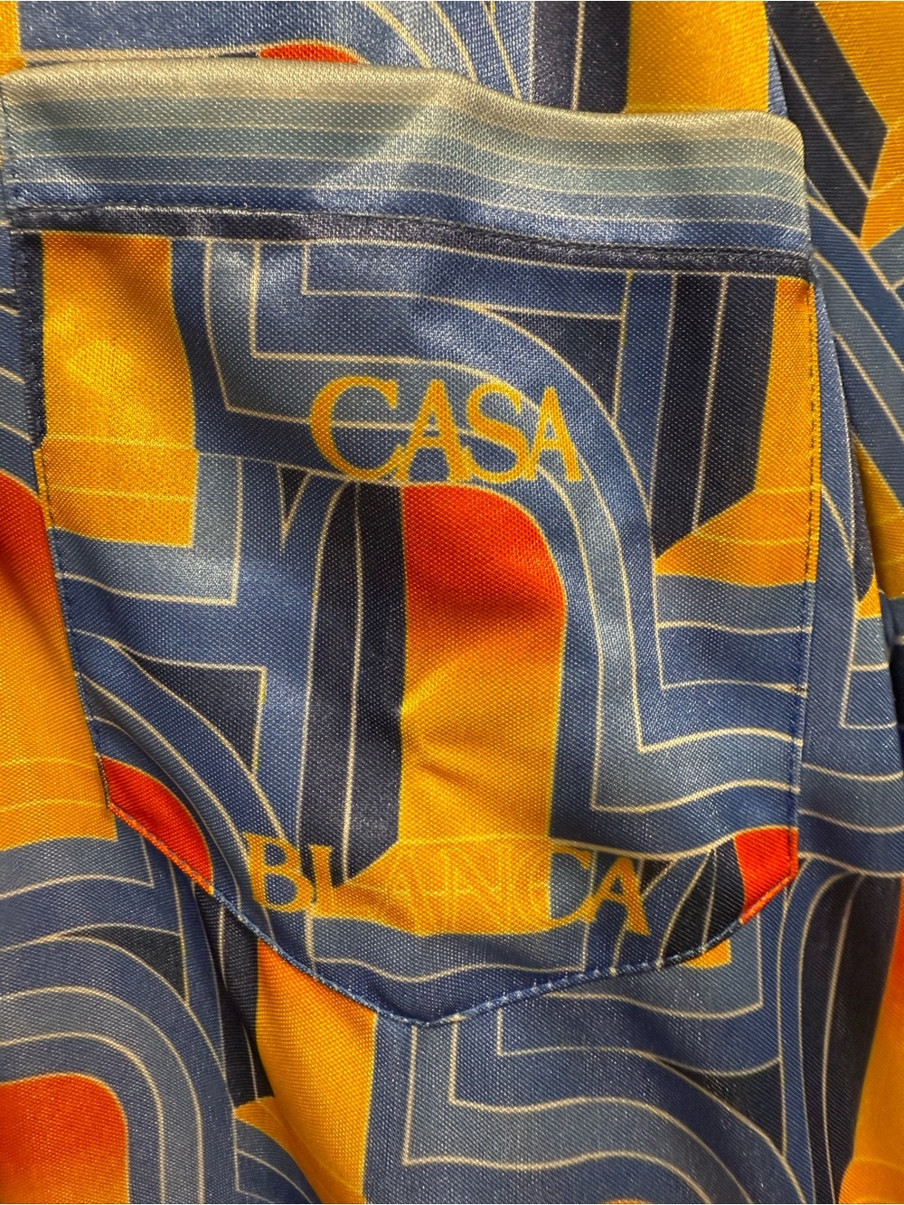 Casablanca Blue Geometric Print silk Short-Sleeve Shirt (Set 1:1 defect) image 6